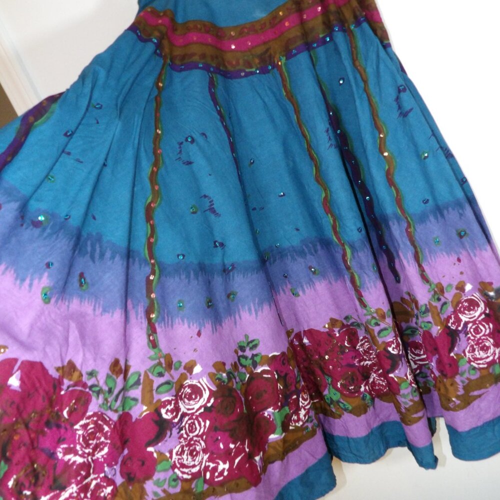 Anthony Originals Women Black Full Skirt with Sequins and Flowers Size Medium - Picture 4 of 5